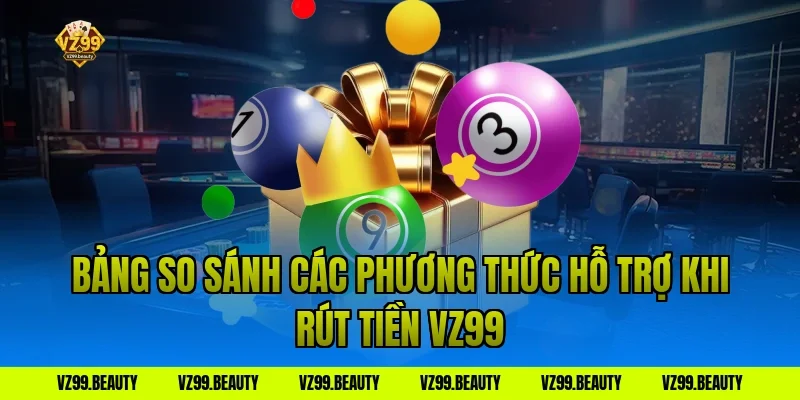 Bảng so sánh các phương thức hỗ trợ khi rút tiền VZ99